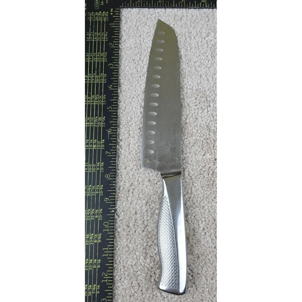 Sabatier Santoku Knife Silver German Steel Granton Edge 7 Inch